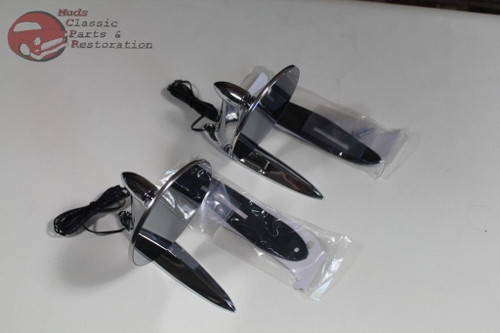 55-57 Chevy Gm Custom Outside Chrome Door Mirror Led Turn Direction Arrow Pair