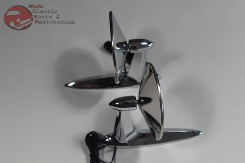 55-57 Chevy Gm Custom Outside Chrome Door Mirror Led Turn Direction Arrow Pair