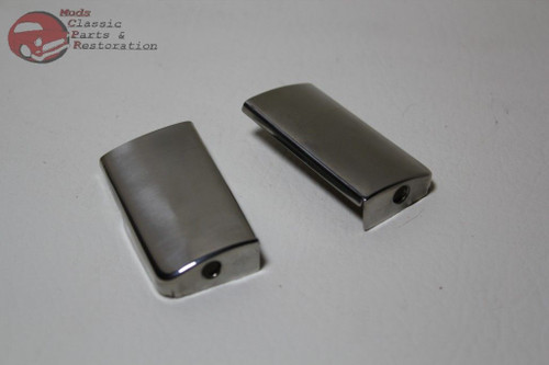 55-57 Chevy Sedan Exterior Sun Visor Stainless End Caps Pair New