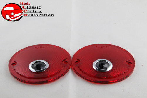 55-59 Chevy Gmc Stepside Pickup Truck Blue Dot Tail Light Lamp Lenses Right Left