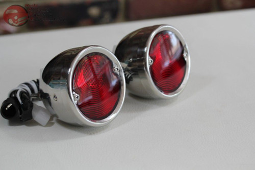 55-59 Chevy Stepside Pickup Truck Rear Tail Lamp Lights Stainless Steel Pair New