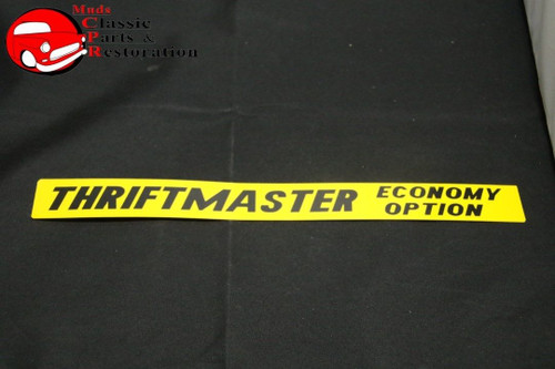 56-61 Chevy Truck Thrift Master Economy Option Engine Valve Cover Decal