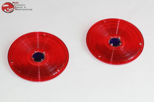 56-59 Chevy Gmc Fleetside Pickup Truck Blue Dot Rear Tail Light Lamp Lenses Pair