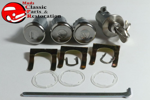58 63 Chevy Fullsize Lock Cylinder Kit Glove Box Trunk Door Oem Origin Pear Key