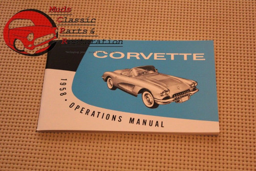 1958 58 Vette Corvette Glovebox Owners Owner's Manual