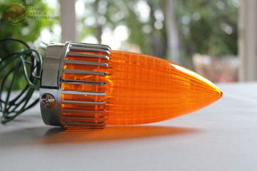 59 Cadillac Bullet Tail Lights Amber Clear Lenses Pair Custom Truck Hot Rat Rod