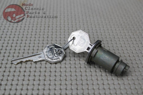 59-65 Cadillac Ignition Door Lock Cylinder Set Oem Keys Short Cylinder Flat Pawl