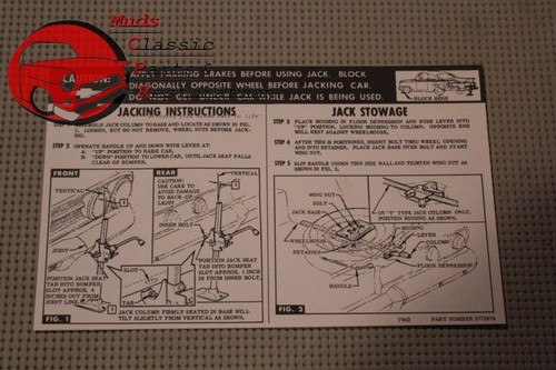 60 Chevy All Passenger Body Styles Jack Instructions Decal