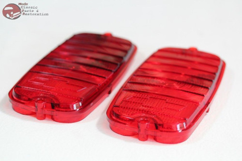 60-66 Chevy Gmc Pickup Truck Fleetside Tail Lamp Light Lenses Bowtie Logo New Pr