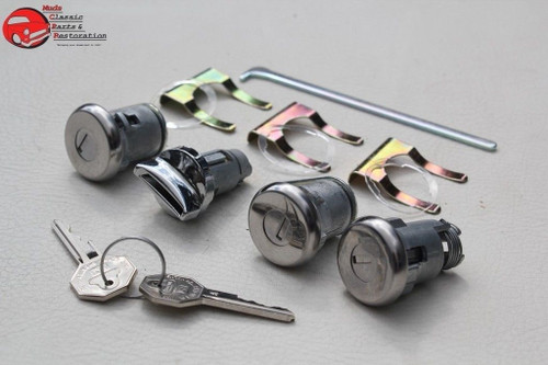 61-64 Chevy Ignition Door Trunk Lock Cylinders W Short Cyl Oem Octagon Head Keys