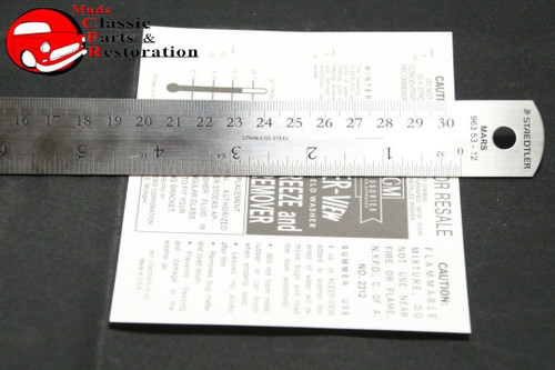 61-67 Impala, Gmc/Chevy Truck Klerview Washer Bottle Decal