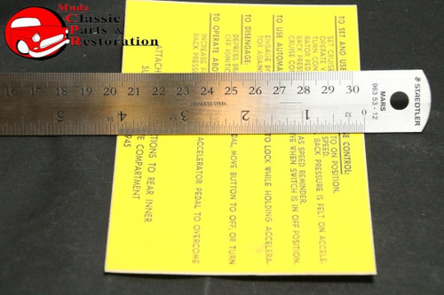 62 63 64 65 66 Nova, Impala, Gmc/Chvy Truck Cruise Control Instruction Decal