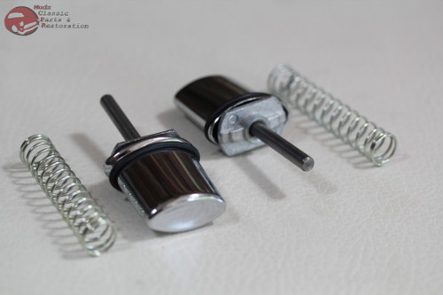 62-64 Chevy Ii Nova Outer Door Handles Chrome Push Buttons Pair Right Left Hand