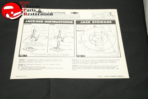 63 Impala Jack Instructions Decal Gm#3825810