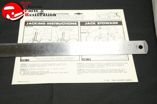63 Impala Jack Instructions Decal Gm#3825810