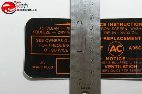 63 64 Pontiac Air Cleaner Service Instructions Decal Filter A96C