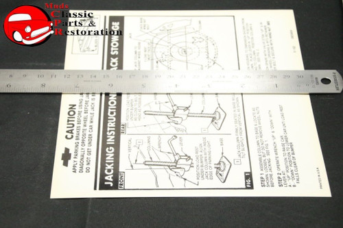 63 Chevy Station Wagon Jack Instructions Decal Gm Part # 3825809