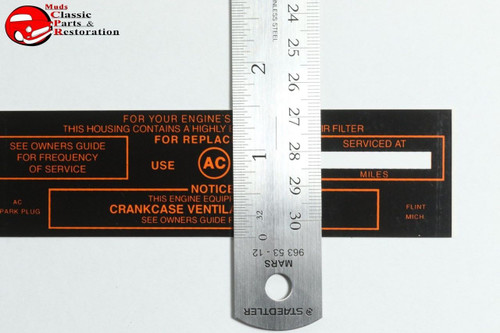 64 65 Pontiac Tri-Power Air Cleaner Service Instruction Decal Black Filter A59C