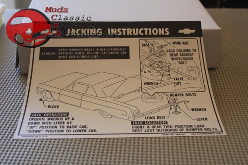 64 Chevy Convertible Only Jack Instructions Decal