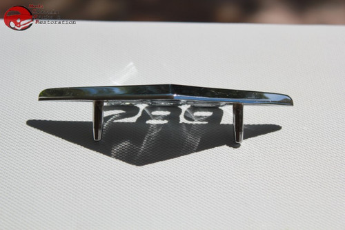 64-66 Mustang 289 V Script Fender Emblem Ornament Pair Stud Mount W Clips Chrome