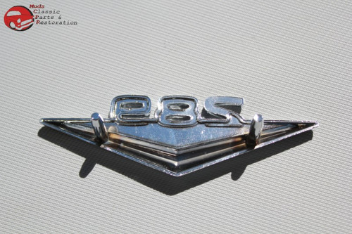 64-66 Mustang 289 V Script Fender Emblem Ornament Pair Stud Mount W Clips Chrome