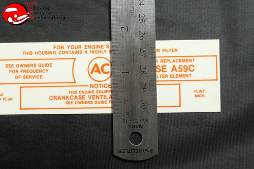 65 Pontiac 389 3X2 Ca. Air Cleaner Service Instructions Decal 6421205 Red A59C
