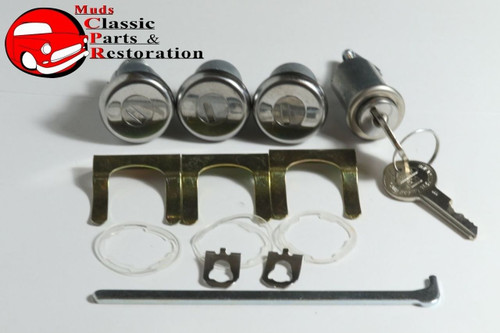 65-66 Chevy Fullsize Lock Cylinder Kit Glove Box Trunk Door Oem Origin Pear Key