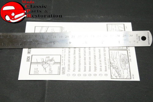 65-66 Dart Jack Instructions Decal Mopar Part # 2467967