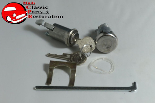 65-66 Fullsize Chevy Glove Box Trunk Lock Cylinder Kit Oem Original Pear Keys