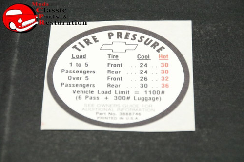 66 Impala Wagon, Chevelle Station Wagon Tire Pressue Decal Gm #3888746