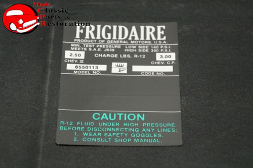 66 Frigidaire Air Condition Comp Decal (Green) Gm#6550113