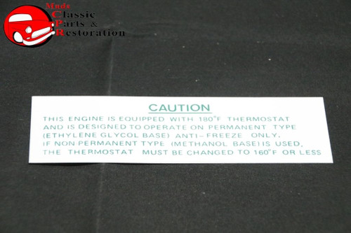 67 68 69 Camaro Cooling System Warning Decal