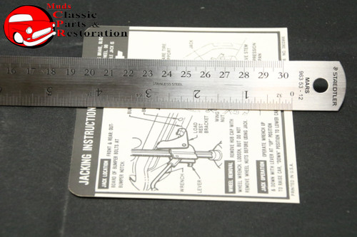 67 Chevvelle Station Wagon Jack Instructions Decal Gm Part # 3903966