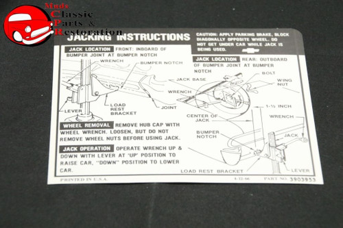 67 Impala Jack Instructions Decal Gm #3903953