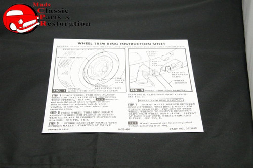 67-74 Camaro Nova Rally Wheel Instruction Card