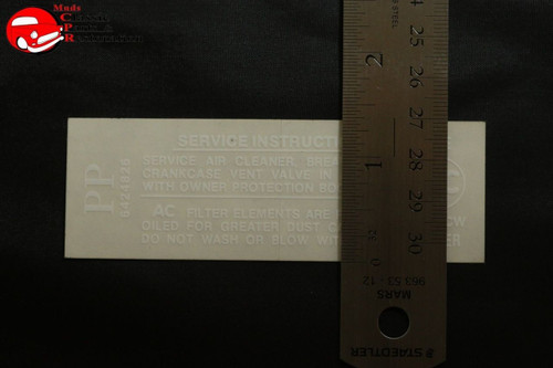68 69 Pontiac 428 G/P Air Cleaner Service Instructions Decal Pp 6424826