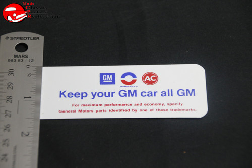 68 Oldsmobile 400-4V Keep Your Gm All Gm Air Cleaner Decal