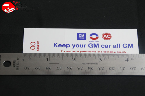 69 350/455-2V Keep Your Gm All Gm Air Cleaner Decal