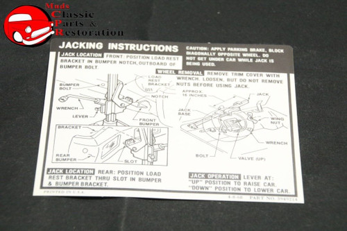 69 Impala Hardtop & Sedan Jack Instructions Decal Gm#3949214