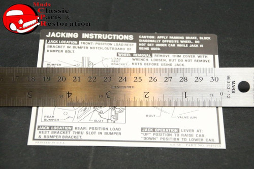 69 Impala Hardtop & Sedan Jack Instructions Decal Gm#3949214