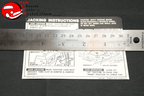 69 Impala Jack Instructions Decal