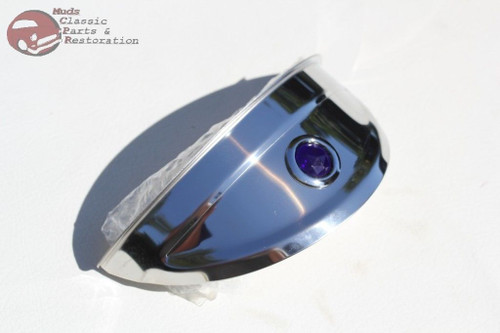 7" Stainless Headlight Blue Dot Headlight Visor Bulb Trim Cover Chopper Bobber