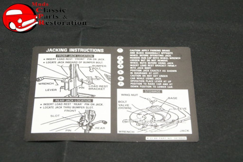 70 Chevelle (Early) Sedan & Convertible Jack Instructions Decal Gm#3979905