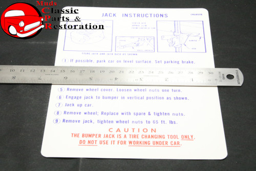 70 Charger Jack Instructions Decal