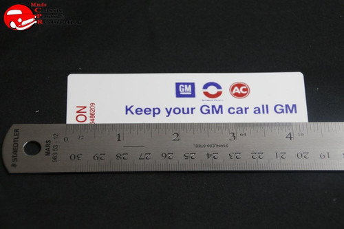 70 Oldsmobile Ram-Air Keep Your Gm All Gm Air Cleaner Decal