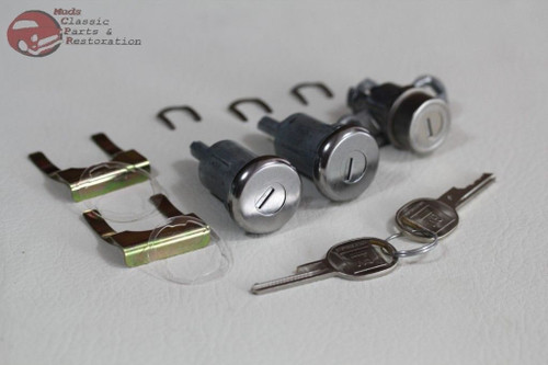 70-73 Chevy Camaro Door Trunk Lock Kit Long Cylinders Round Oval Head Keys New