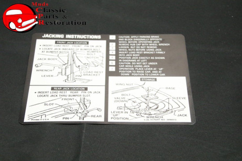 71 Chevelle Sedan & Convertible Jack Instructions Decal Gm#3996913