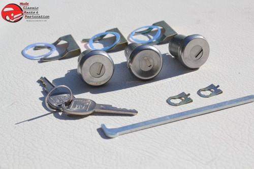 71-76 Chevy Impala Pontiac Door Trunk Lock Cylinder Kit Round Oval Head Keys New