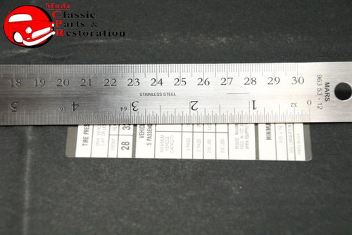 71-74 Mopar E-Body Tire Pressure Decal F70X14 Mopar Part # 3402331