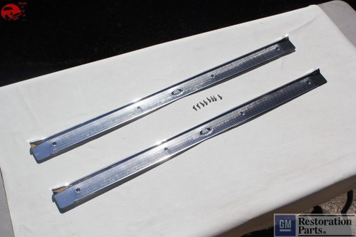 71-76 Fullsize Chevy Impala 2 Door Interior Sill Step Up Kick Plates Aluminum